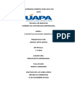 UAPA Escuela de Negocios Tarea I Conceptos Presupuesto