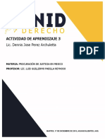 Actividad de aprendizaje 3 sobre procuración de justicia en México