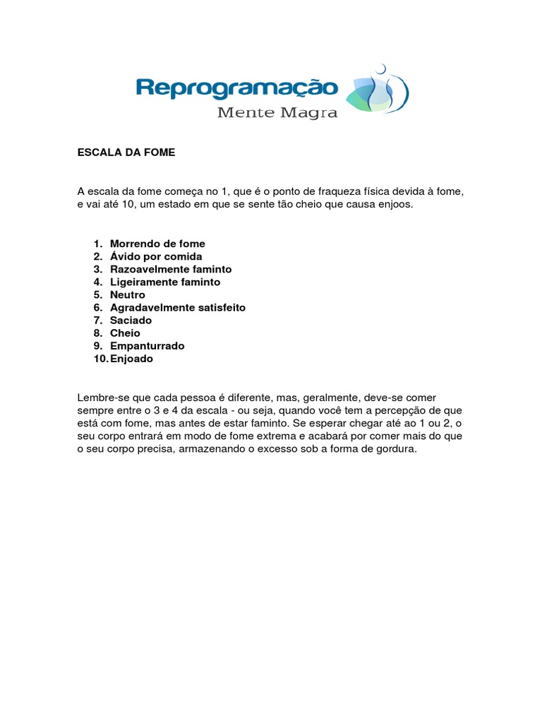 Escala Da Fome | PDF