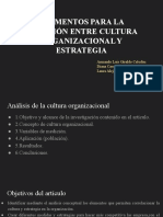 Elementos para La Relación Entre Cultura Organizacional y Estrategi