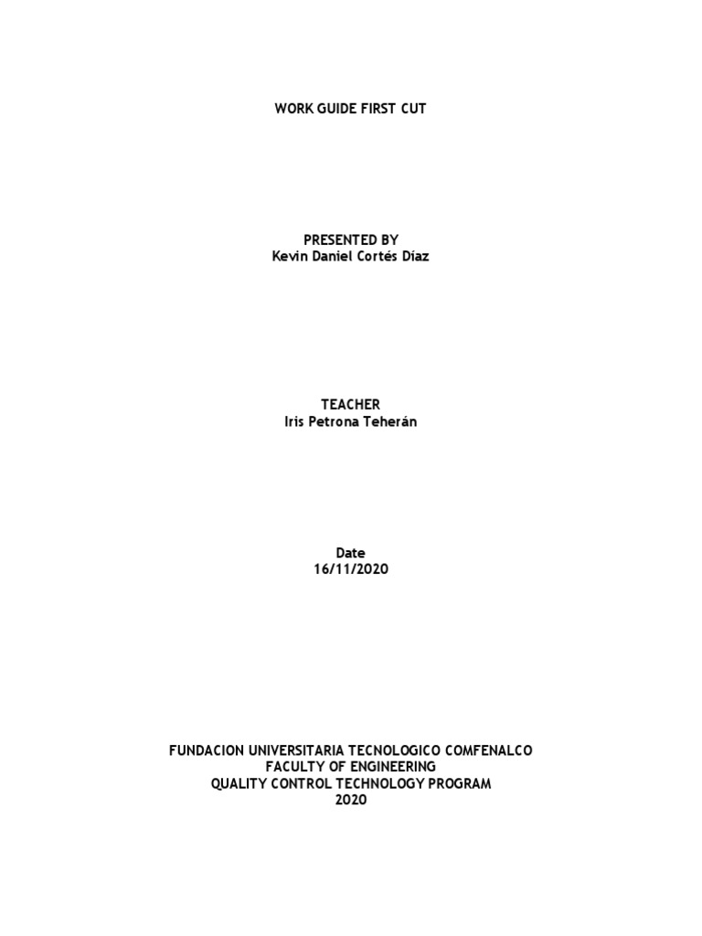 First Cut Work Guide for Students | PDF