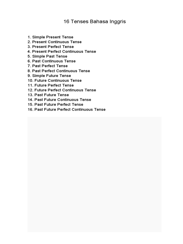 16 Tenses Bahasa Inggris | PDF