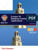 Lectuer-16 Database Systems and Applications: BITS Pilani