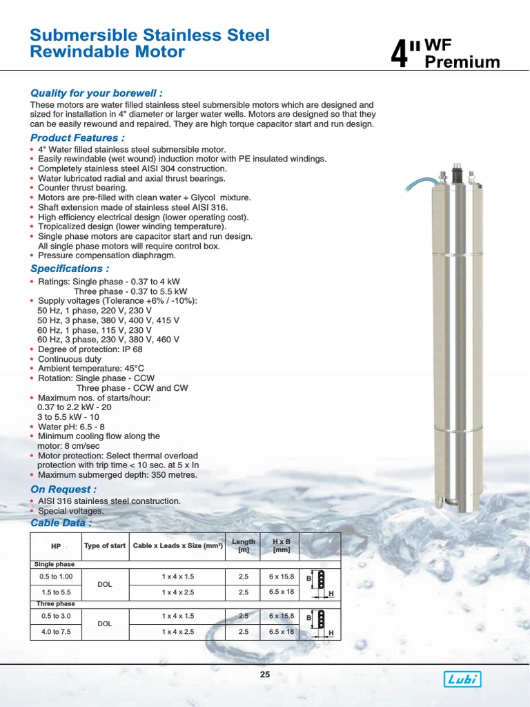 Submersible Stainless Steel Rewindable Motor: Quality For Your Borewell ...