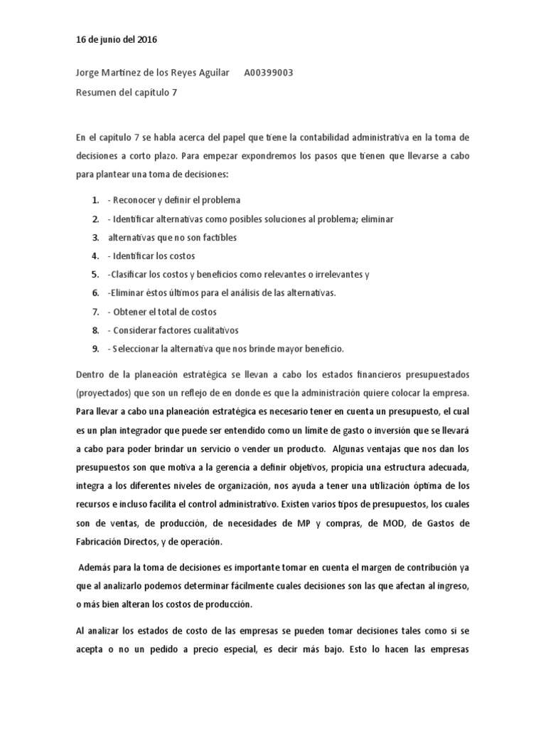 Contabilidad Administrativa y Toma de Decisiones | PDF | Presupuesto ...