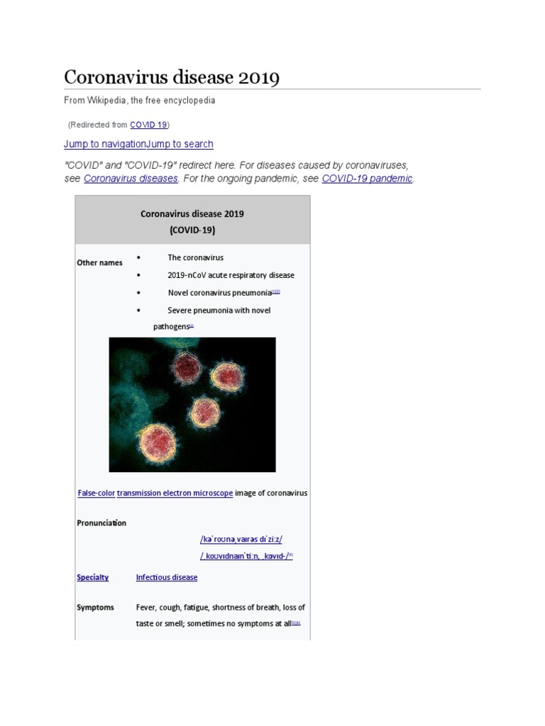 Overview of COVID-19 Disease | PDF | Infection | Medical Specialties