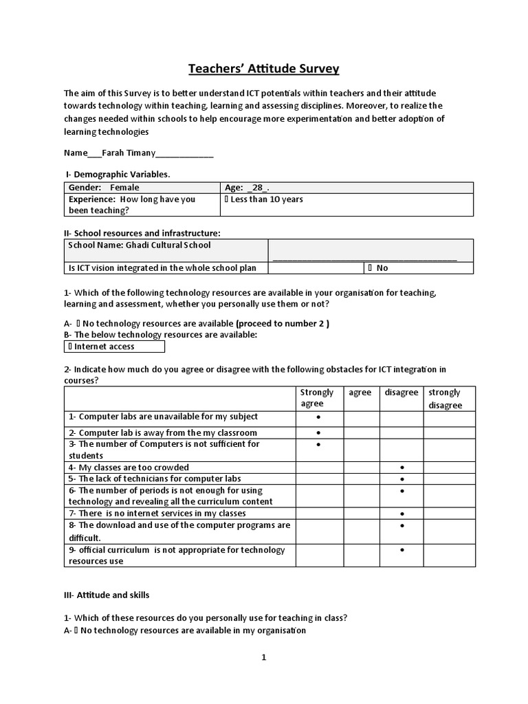 Teachers' ICT Attitude Survey Insights | PDF | Educational Technology ...