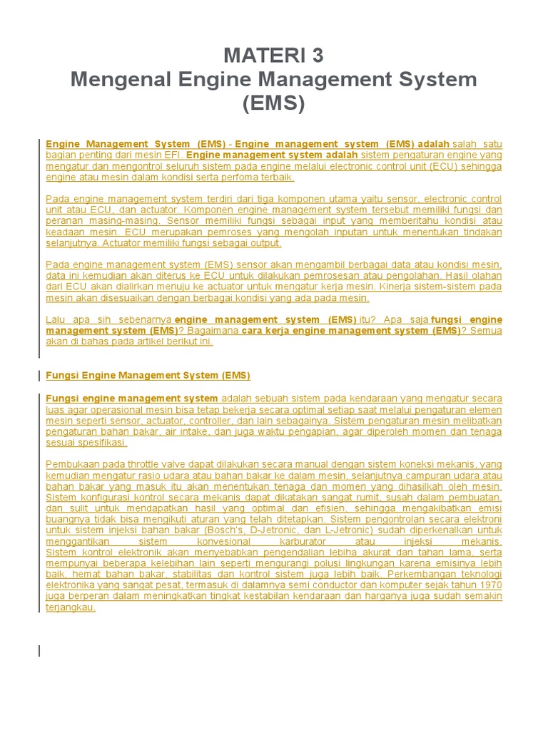 Engine Management System Ems Pdf