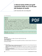 Retrospective clinical study of 656 cast gold inlay onlays