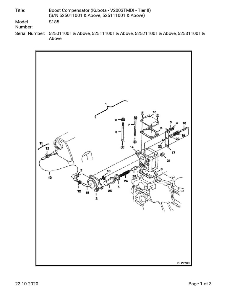 Boost Compensator (Kubota V2003TMDI Tier II) (S N 525011001