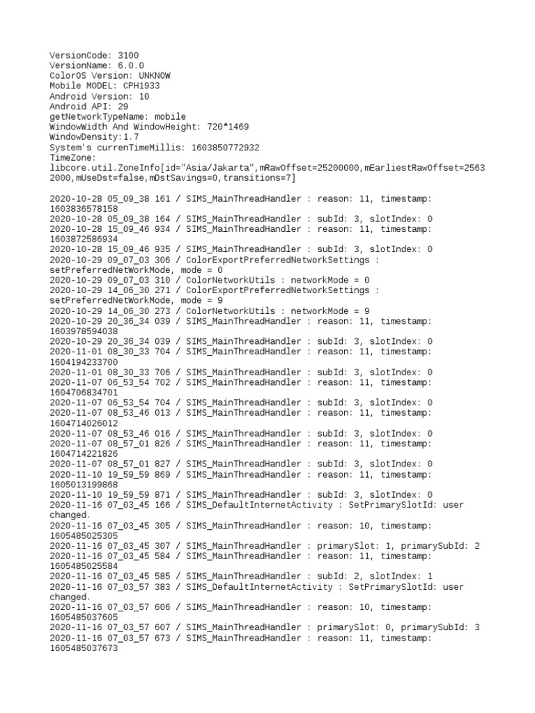 Mobile Network Logs for CPH1933 | PDF | Operating System Families ...