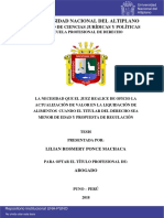 Tesis La Necesidad Que El Juez Realice de Oficio La Actualización Del Valor en La Liquidación de Alimentos... Menor de Edad PDF