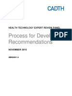 Process For Developing Recommendations: Health Technology Expert Review Panel
