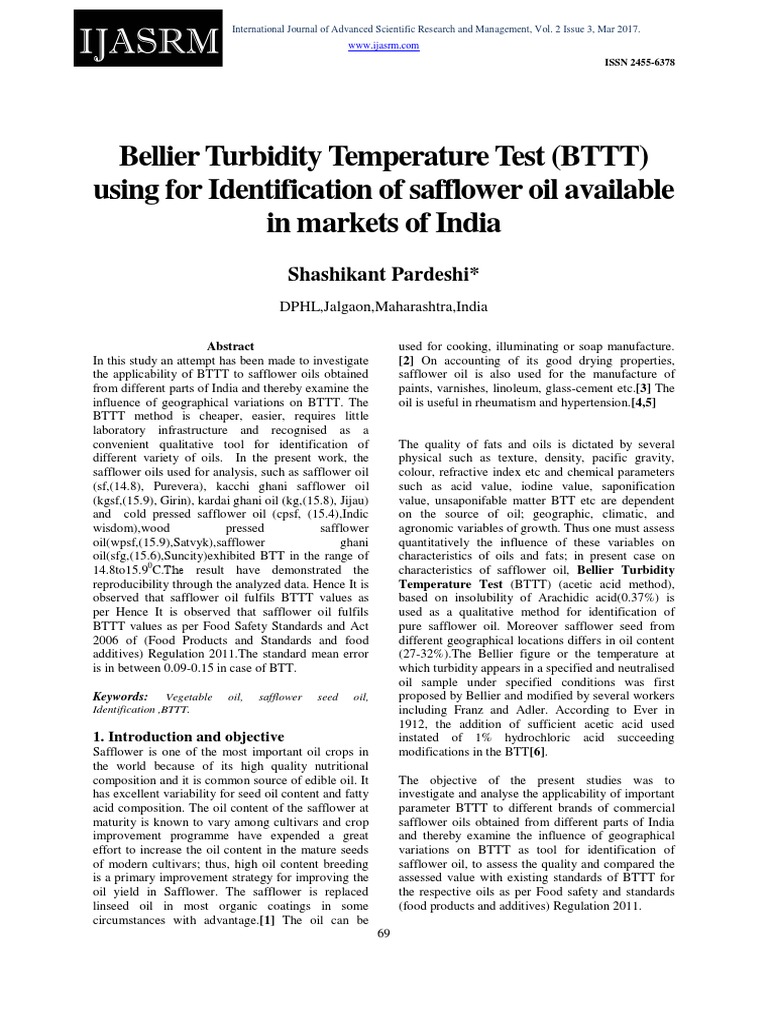 Bellier Turbidity Temperature Test (BTTT) Using For Identification of