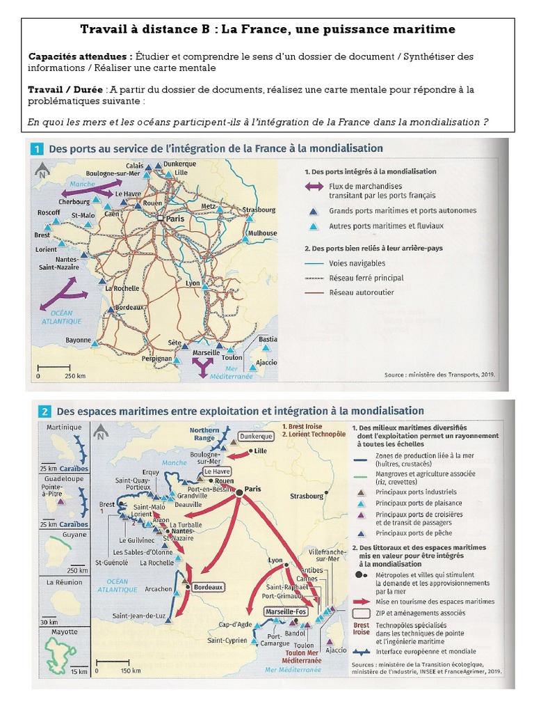 La France Une Puissance Maritime Carte Mentale Travail À Distance B: La France, Une Puissance Maritime | PDF
