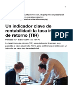 Un Indicador Clave de Rentabilidad - La Tasa Interna de Retorno (TIR) - Finanzas - Apuntes Empresariales - ESAN PDF