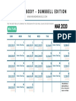 Lean Body Dumbbell Workout Calendar - MAR 2020