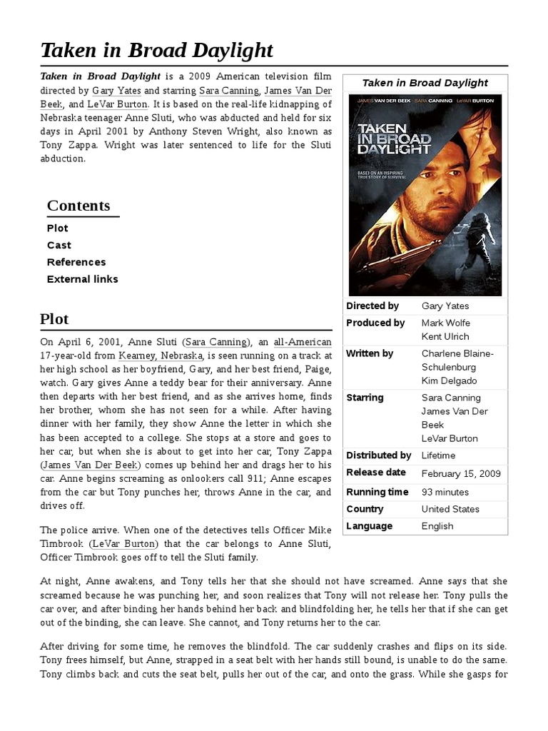 Taken in Broad Daylight Is A 2009 American Television Film | PDF