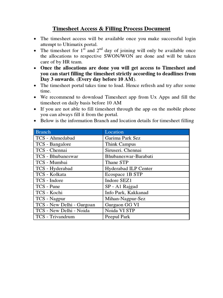 TCS Timesheet Filling Guide | PDF | Computing | Software