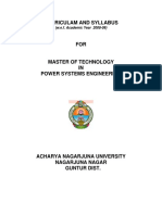 MTech Power Systems Curriculum