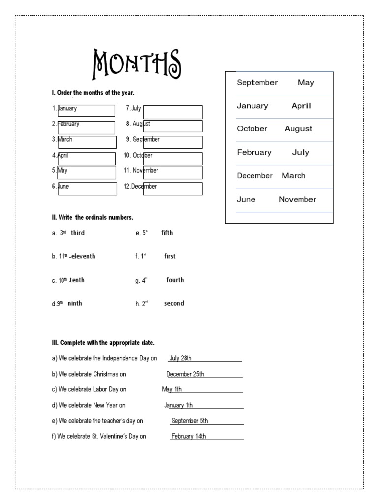 Months and Dates: A Learning Guide | PDF | Language Arts & Discipline