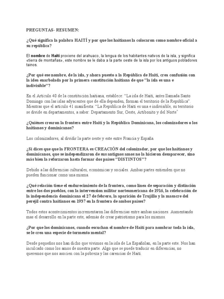 Relaciones Dominico Haitianas PDF Haití República Dominicana