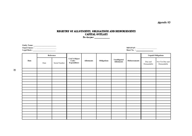 Capital Outlays Registry Template | PDF | Finance & Money Management