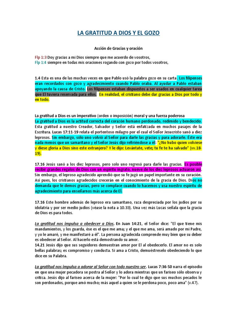 La Gratitud A DIOS y El Gozo | PDF | Cristo (título) | Pecado