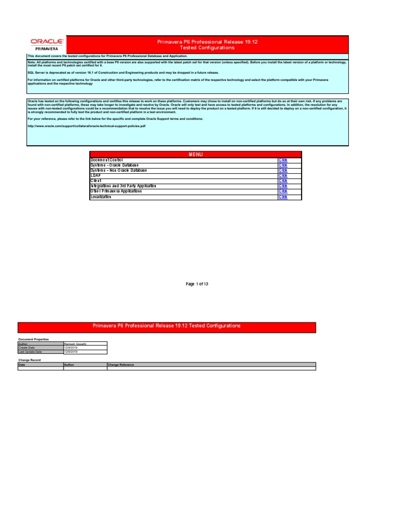 Primavera P6 19.12 Tested Configurations | PDF | 64 Bit Computing ...