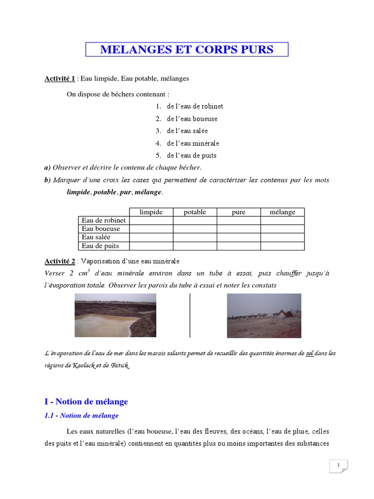 Corps purs et mélanges en chimie | PDF | Hydrogène | Distillation