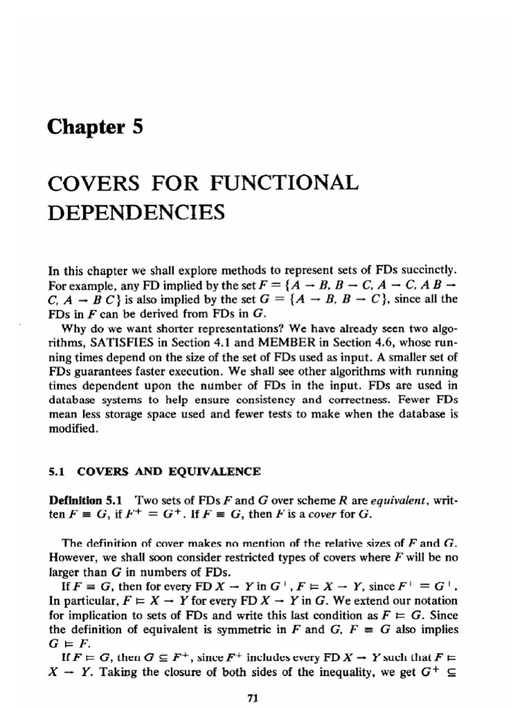 Covers For Functional Dependencies | PDF