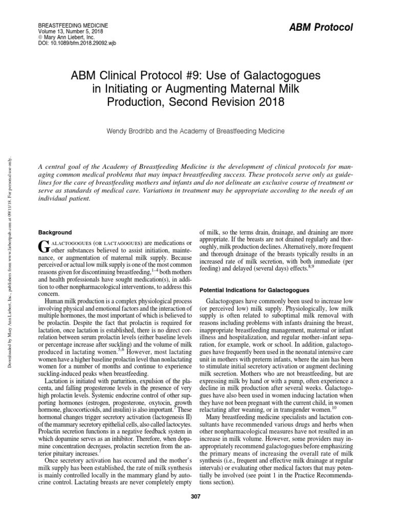 Galactogogues in Breastfeeding Protocol | PDF | Lactation | Breast Milk