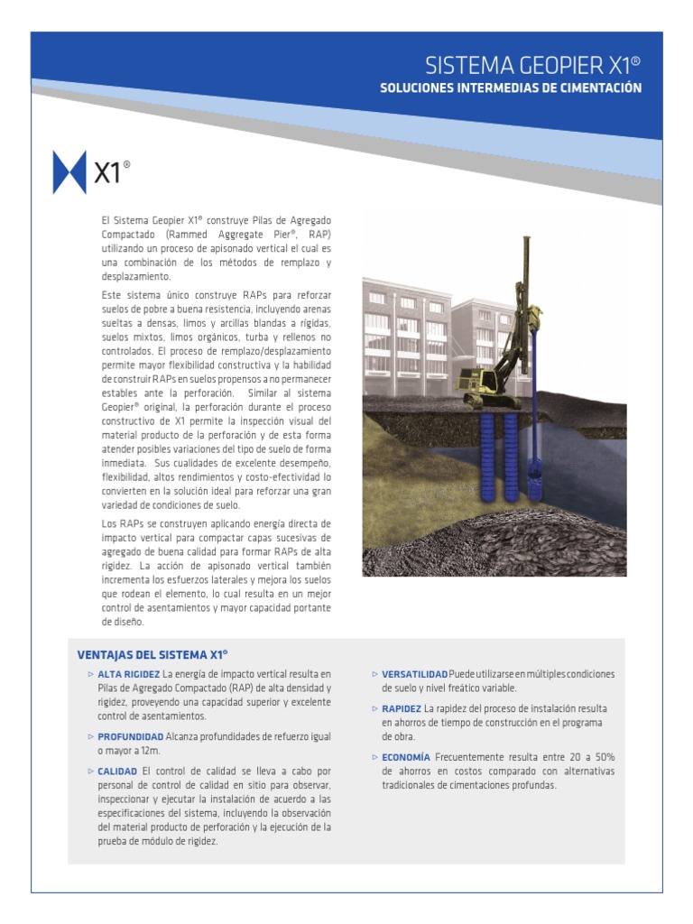 Geopier - Sistema x1 | PDF | Fundación (Ingeniería) | Suelo