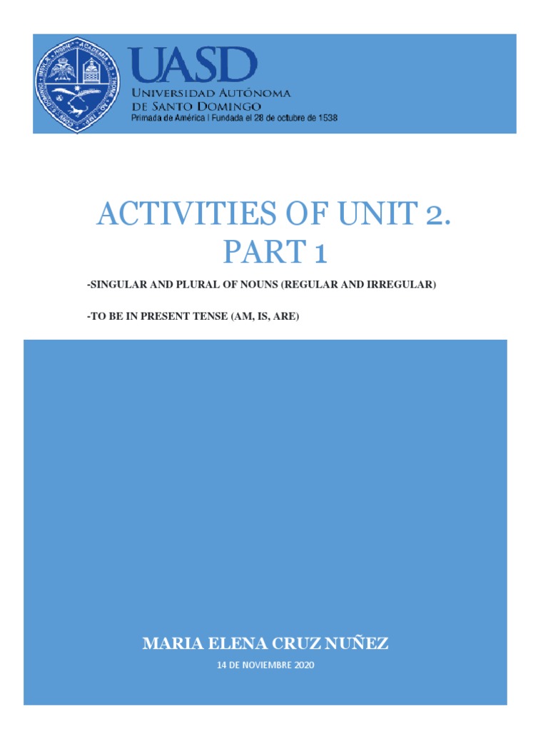 NOUNS AND BE EXERCISES - MariaElenaCruzNunez | PDF | Grammatical Number ...