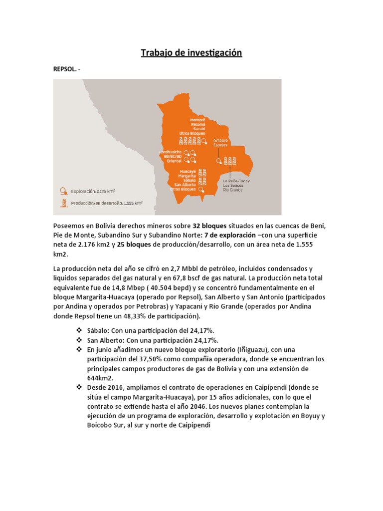 Producción y exploración de hidrocarburos en Bolivia | PDF | Bolivia ...