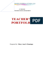 Teacher'S Portfolio: Prepared By: Mary Ann S. Domingo