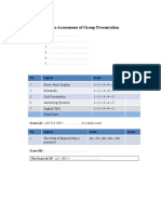 The Assessment of Group Presentation: No. Aspect Scale Score