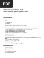 Accounting Methods And: Installment Reporting of Income