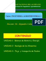 Docente: Dr. Alejandro Coloma Paxi: Curso: Ingenieria Agroindustrial I