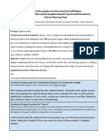 C Vocabulary Activity Planning Sheet