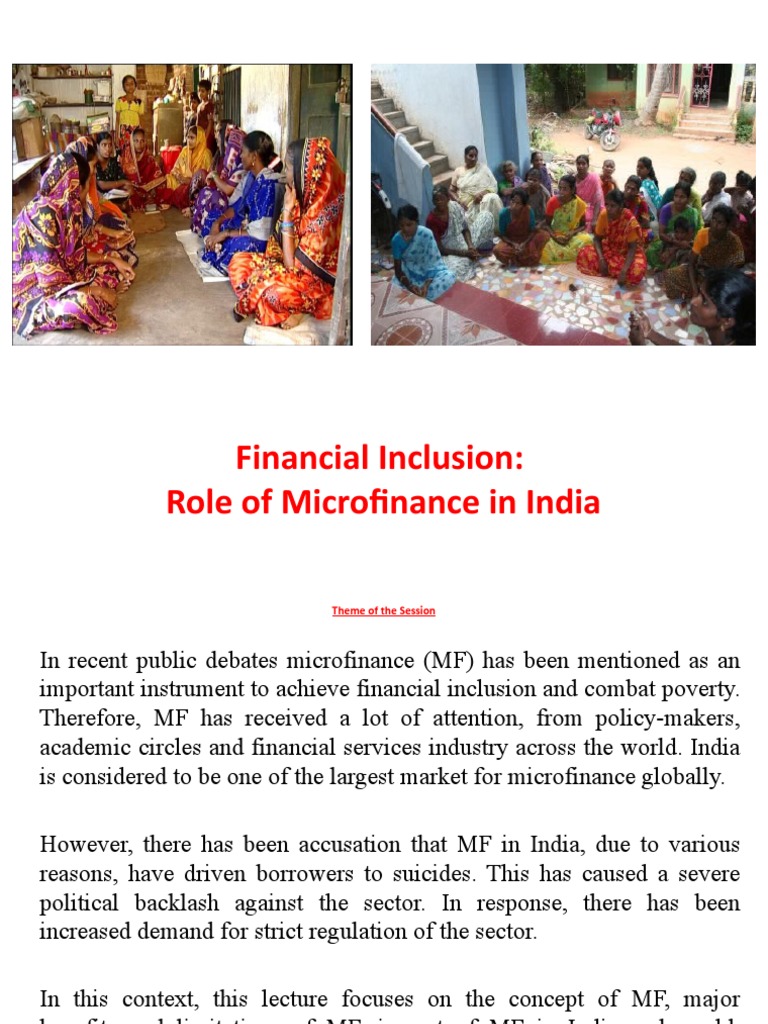 Financial Inclusion Role of Microfinance in India PDF Microfinance