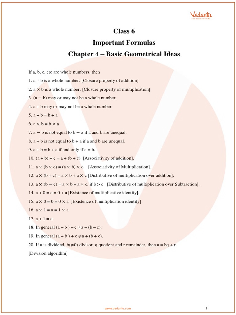 Class 6 Geometry Formulas Guide | PDF