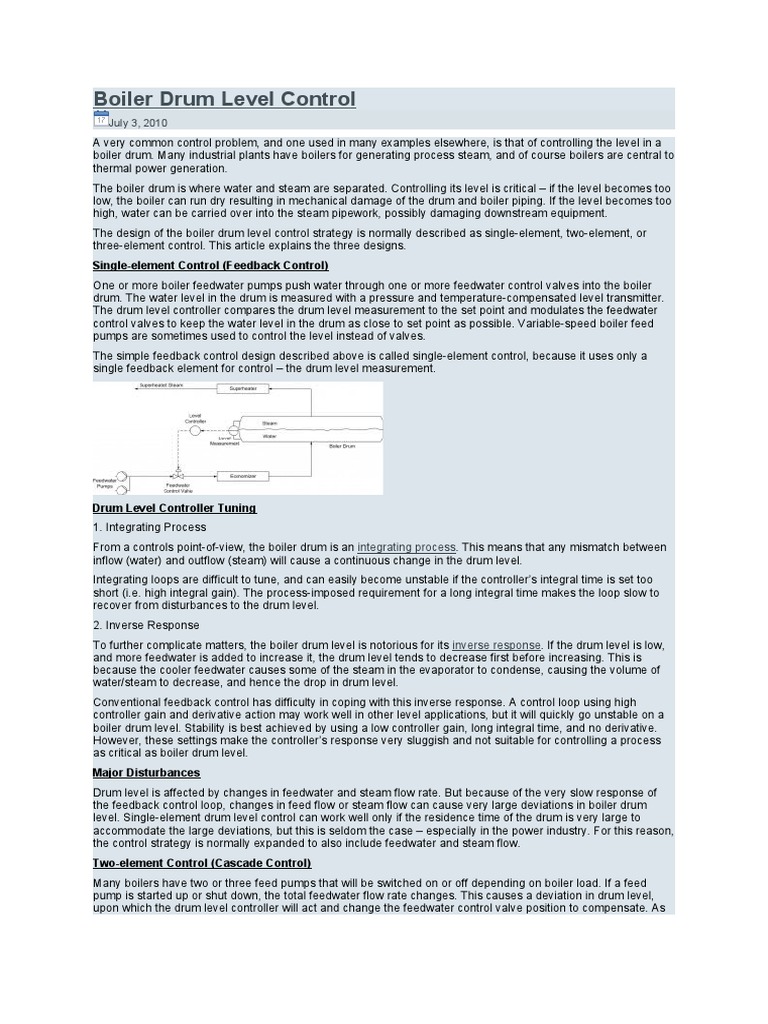 Three-Element Boiler Level Control | PDF | Control Theory | Boiler