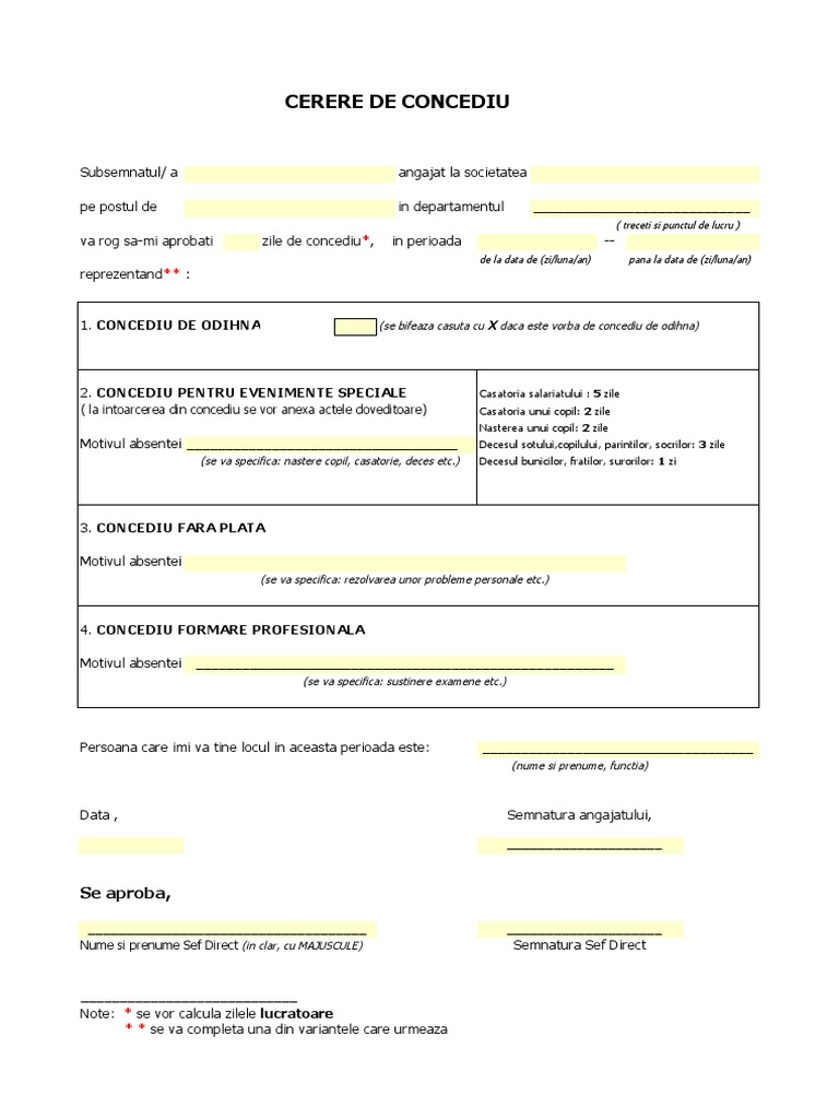 Cerere Concediu | PDF