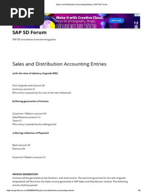 298px x 396px - Accounting Entries - SAP SD Forum | PDF | Invoice | Debits And Credits