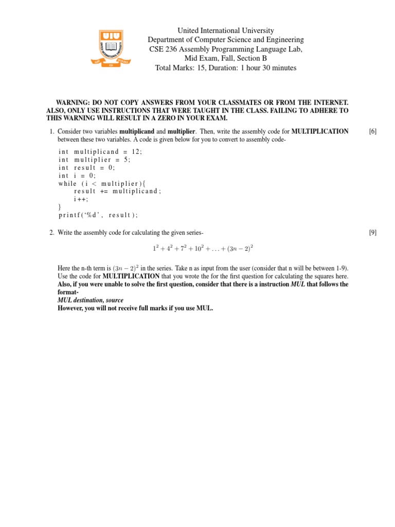 CSE 236 B Mid Exam 203 | PDF