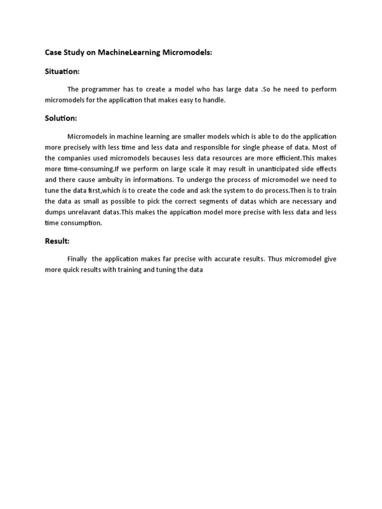 Case Study On MachineLearning Micromodels | PDF