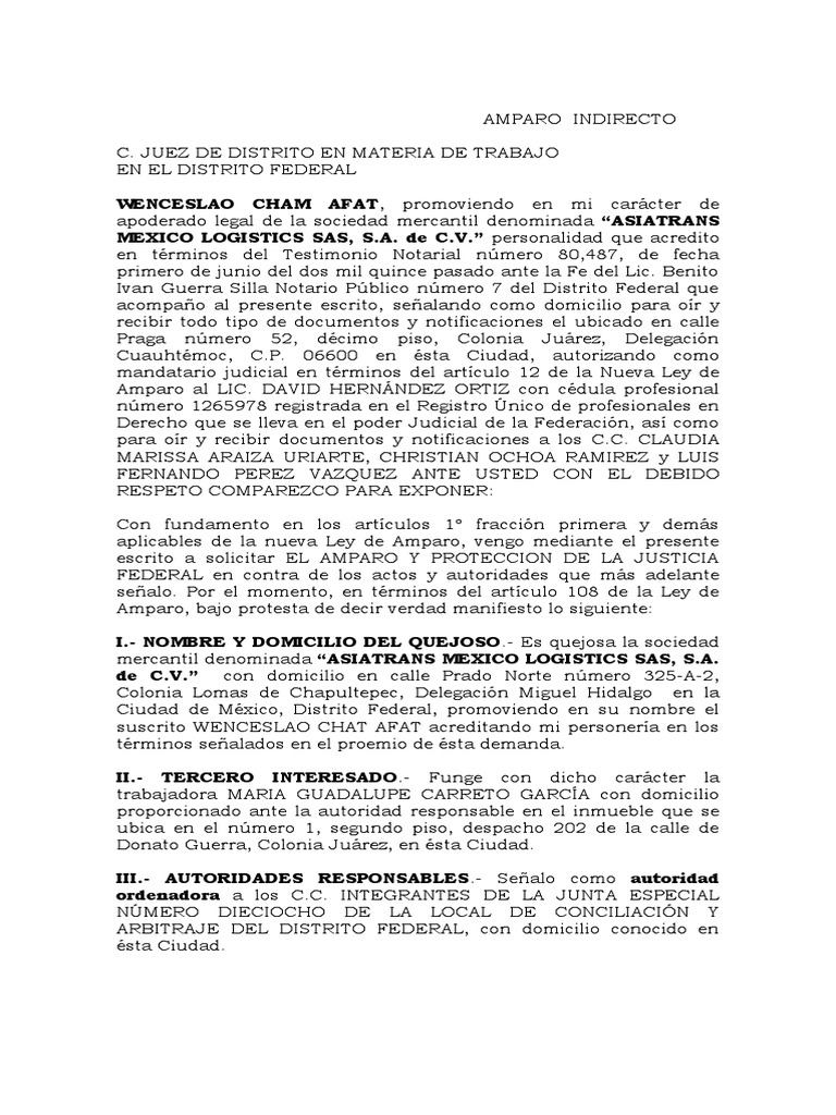 Juicio de Amparo Laboral en México | PDF | Derecho Constitucional ...