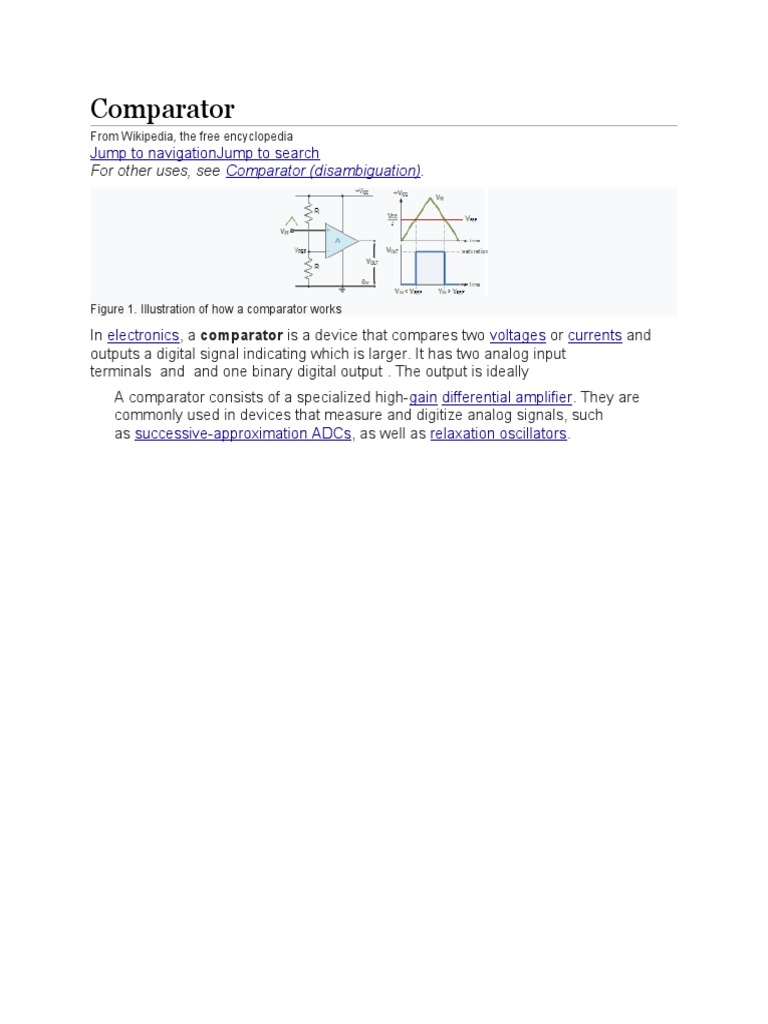 Comparator Overview and Functionality | PDF