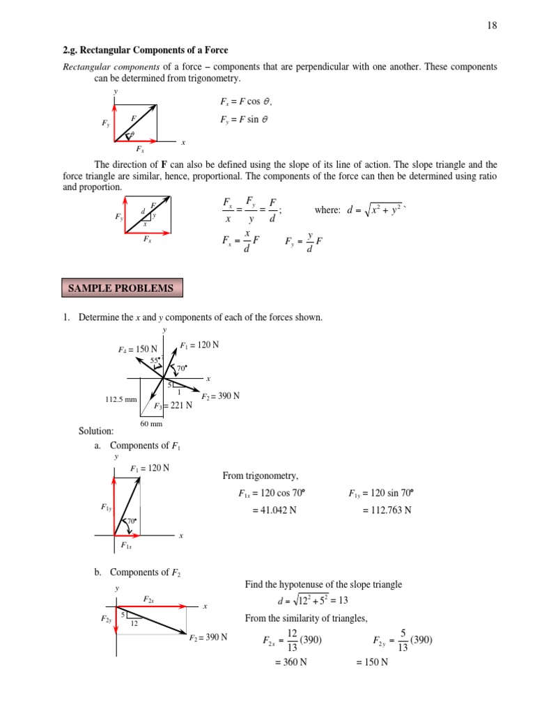 Finding Rectangular Components of A Force PDF | PDF | Triangle ...
